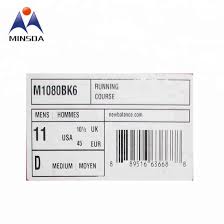 Private Printing Custom Shoe Size Chart Barcode Adhesive Sticker For Box Package