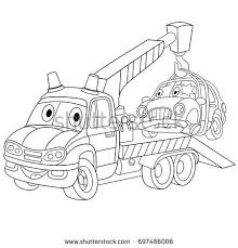 Coloring Page Of Cartoon Tow Truck Evacuator With A Broken Car Coloring Book Design For Kids And Designs Coloring Books Truck Coloring Pages Coloring Pages