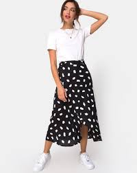 Black And White Polka Dot Midi Skirt Satha Midi Skirt In Diana Dot Black Trendy Fall Outfits Skirt Outfits Summer A Line Skirt Outfits