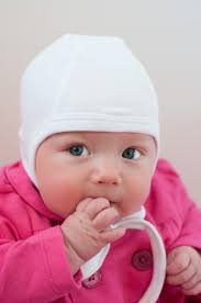 Newborn Hat Hanna Andersson Pilot Cap Baby Pilot Cap, Solid White Knit Hat,  Hearing Aid Cap,