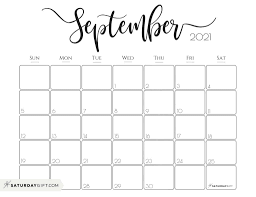 2021 monthly calendar free printable. Cute Free Printable September 2021 Calendar Saturdaygift