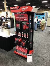 milwaukee tool free standing unit looking to get noticed with your point of sale display in a busy fast paced retail pop display pos display display design