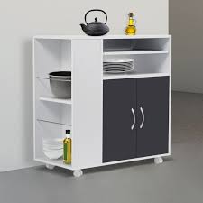 Desserte a roulette sur cdiscount ! Desserte Cuisine A Roulettes 76 Cm Blanche Portes Grises Id Market