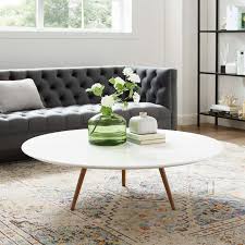 They are compact in design and uniquely crafted to deliver exotic elegance and this is going to work well as a bistro table or for a place to sit and have a cup of coffee. Lippa 47 Round Wood Top Coffee Table With Tripod Base Contemporary Modern Furniture Modway