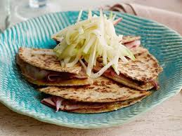 Ham Apple And Cheese Quesadilla Recipe Food Network Recipes Recipes Apples And Cheese