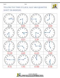 The best source for free time worksheets. Time Worksheet O Clock Quarter And Half Past