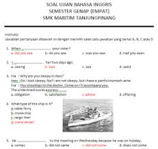 Check spelling or type a new query. Soal Jawab Bahasa Inggris Smk Kelas 2 Smk Maritim Tanjung Pinang Soalujian Net