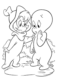 Casper With Gf Coloring Pages For Kids Printable Free Casper Cartoon Cartoon Coloring Pages Halloween Coloring Pages Vintage Coloring Books