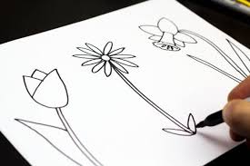 How To Draw Three Spring Flowers Art For Kids Hub Art For Kids Hub Flower Drawing Spring Flower Art