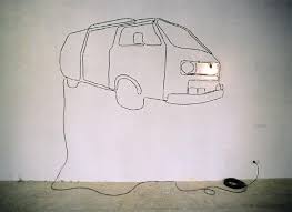 Vw Transporter A Light Installation An Electric Cable A Plug And A Bulb L Valentin Ruhry Today And Tomorr Parement Mural Decoration Murale Fil Electrique