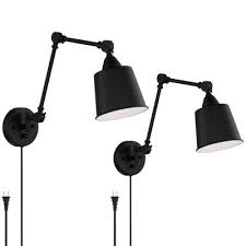 Enjoy free shipping on most stuff, even big stuff. 360 Lighting Modern Swing Arm Adjustable Wall Wall Lamps Set Of 2 Black Metal Plug In Light Fixture Bedroom Bedside Reading Home Target
