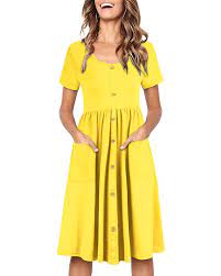See more ideas about dresses, womens dresses, women's fashion dresses. Ouges Women S Long Sleeve V Neck Button Down Midi Skater Dress With Pockets Black M Buy Online At Best Price In Uae Amazon Ae