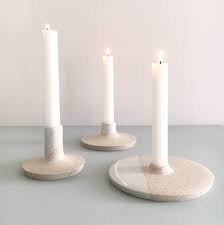 Candle Holder Set Of 3 Candlestick Made From Ceramic Etsy Ceramic Candle Holders Pottery Candle Clay Candle Holders