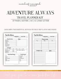 Travel Planner Kit 2020 Planners Trip Planner Packing List Etsy In 2020 Travel Planner Planner Kit Planner