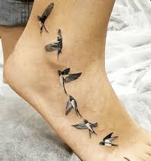Flying Birds Ankle Tattoos Bird Tattoo Wrist Tiny Bird Tattoos