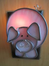 The Barnyard Oinker Stained Glass Pig Night Light Stained Glass Night Lights Night Light Stain