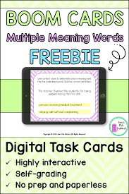 Multiple Meaning Words Boom Cards Freebie In 2020 Multiple Meaning Words Speech Therapy Resources Speech And Language