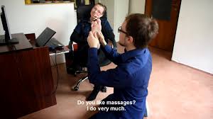 Boss lady enjoys as she receives a foot massage from her nerdy employee  (Czech Soles)