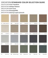 brickform standard 42 colors chart for stamped concrete