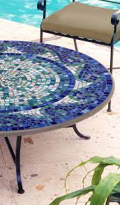 Knf Neille Olson Mosaics Ocean Waves Oval Coffee Table Frontgate Mosaic Table Top Mosaic Table Mosaic Patio Table