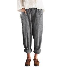 Womens Pants Clearance Elastic Waist Pockets Striped Harem Long
