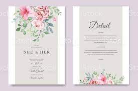 Beautiful Wedding Invitation Card With Floral And Leaves Template Royalty Free Art Stock Beautiful Wedding Invitations Wedding Cards Wedding Invitation Cards