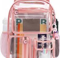 LAWENDA Rosa Schulrucksack Mädchen Teenager Transparent Schulranzen Jungen  PVC Rucksack Mädchen Multi-Tasche Schultasche Wasserdicht Schulranzen Girls  ...