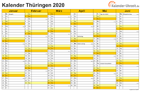 Kalender 2021 thuringen ferien feiertage excel vorlagen. Feiertage 2020 Thuringen Kalender
