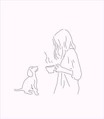 Hundin Zeichne Lockscreen Hundin Lockscreen Zeichne Girl And Dog Outline Art Line Art Drawings