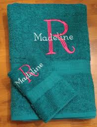 Customize the towel with ribbons and ric rac or embroider an initial or name. Personalized Towel Washcloth Set With Embroidered Initial And Etsy Monogram Towels Embroidered Towels Personalized Towels