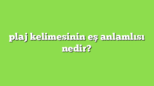 Plaj Kelimesinin Es Anlamlisi Nedir Anlami Ve Ornek Cumleler