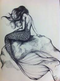 Black And White Mermaid Mermaid Black White Drawing Art Mermaid Sketch Mermaid Drawings Sketches
