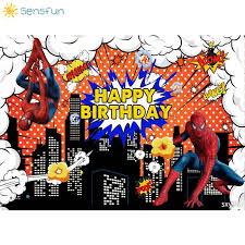 70+ customizable design templates for 'spiderman'. Sensfun Superhero Spiderman Birthday Party Backdrop Buildings Boys Photography Backgrounds For Photo Studio 7x5ft Vinyl Buy At The Price Of 4 19 In Aliexpress Com Imall Com