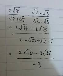 Merasionalkan penyebut pecahan yang berbentuk akar. 2 Akar 7 Per Akar 2 Ditambah Akar 5 Brainly Co Id