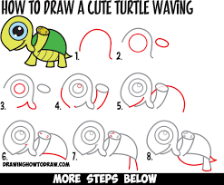 Learn How To Draw A Cute Cartoon Turtle Waving With Easy Step By Step  Drawing Tutorial For Kids - How To Draw Step By Step Drawing Tutorials
