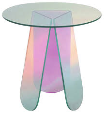 This transparent new surface floats in the room without taking up permanent visual residency. Acrylic End Table Clear Round Side Table Iridescent Accent Table Contemporary Side Tables And End Tables By Popicorns E Commerce Co Houzz