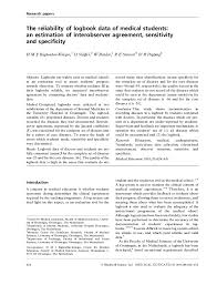 We did not find results for: Pdf The Reliability Of Logbook Data Of Medical Students An Estimation Of Interobserver Agreement Sensitivity And Specificity Roel Popping Academia Edu