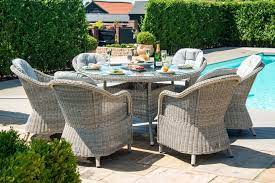 Rattan garden furniture frequently asked questions. Maze Rattan Oxford 6 Seat Round Fire Pit Dining Set With Heritage Chairs The Clearance Zone