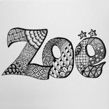 Folksy Buy Personalised Name Word Zendoodle Picture Craft Juice Doodle Art Name Tangle Art Name Drawings