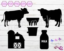 Cow Silhouette Svg Clipart Cow Milking Image Barn Clipart Etsy Farm Animals Silhouette Svg Female Cow