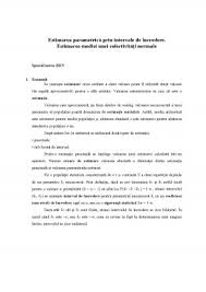 Referat Estimarea Parametrica Prin Intervale De Incredere Estimarea Mediei Unei Colectivitati Normale Matematica 217296