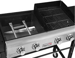 I've never used the grill grates underneath (just to protect the burners), but i'm confident that would work just as well as the. Gd401c 4 Burner Portable Propane Flat Top Gas Grill And Griddle Combo Black Dataglove Com