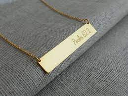 Bible Verse Necklacebible Verse Bar Necklaceengraved Bible Etsy Bible Verse Jewelry Bible Verse Necklace Engraved Bar Necklace