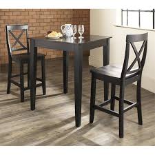 Isla 3 piece counter height dining set with storage, espresso. Crosley 3 Piece Counter Height Dining Set In Black Kd320005bk