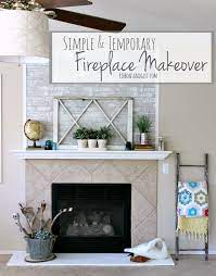 Simple Temporary Fireplace Makeover Using Temporary Faux Brick Wallpaper From Wallpops And A Pai Fireplace Makeover Diy Fireplace Makeover Faux Brick Wallpaper