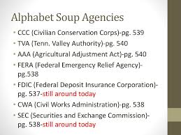 The alphabet soup of agencies directions: Ppt Fdr The New Deal Powerpoint Presentation Free Download Id 4694516