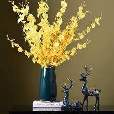 Find the best wallpaper rolls & sheets at the lowest price from top brands like york, anthropologie, roommates & more. Buy Mayiaho Ceramic Vase For Decor Modern 1 Green Vase And 8 Yellow Artificial Orchids Faux Fake Flowers Home Decorations Living Room Accents Extra Large Floor Tall Big Small Interior Table Fireplace