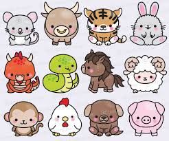 Premium Vector Clipart Kawaii Chinese Zodiac Clipart Etsy Cute Doodles Cute Drawings Kawaii Drawings