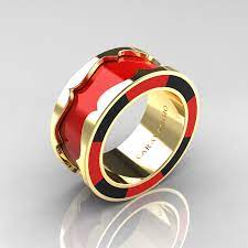 Italian goldsmiths go contemporary on this 14kt yellow gold design. Caravaggio 14k Yellow Gold Red And Black Italian Enamel Wedding Band Ring R618f 14kygblren Caravaggio Jewelry