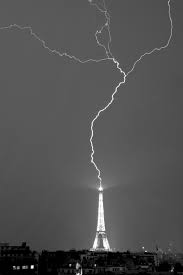 Black And White Lightning Strike Lightning Strike On Eiffel Tower Eiffel Tower Tour Eiffel Tower